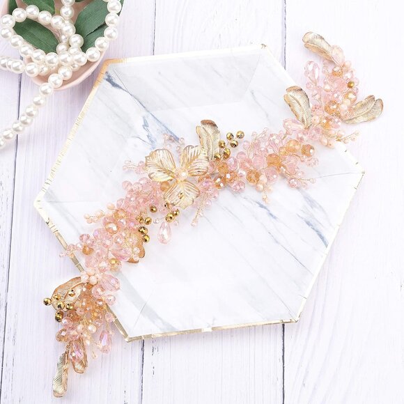 Champagne Bead Headband Bridal Tiara Hair Accessory for Weddings Women - Picture 6 of 6